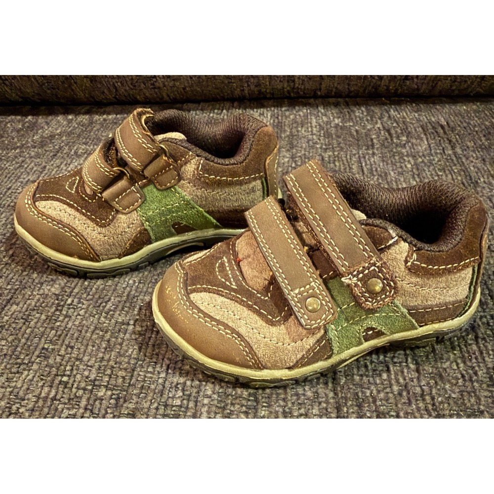 Baby Infant Boy Shoes Size 5 Genuine Kids OshKosh Brown Hook And Loop Closure